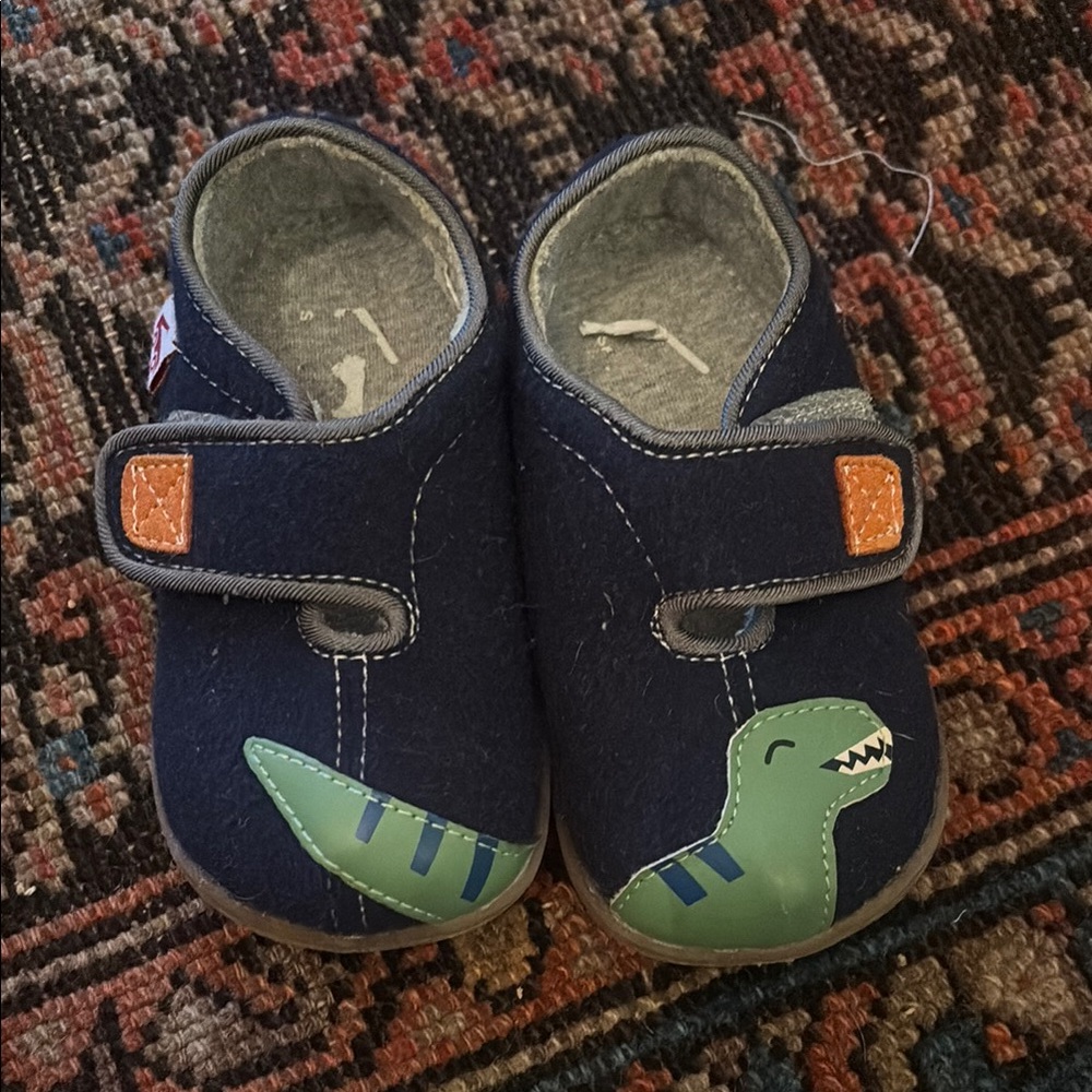 Navy Blue Dinosaur Kids Shoes